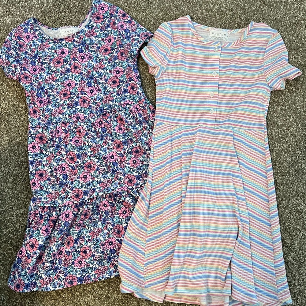 Girls' Floral and Striped Dress Set